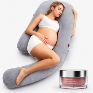 Pregnancy Comfort Bundle: Stretch Mark Cream. Pregnancy Pillow